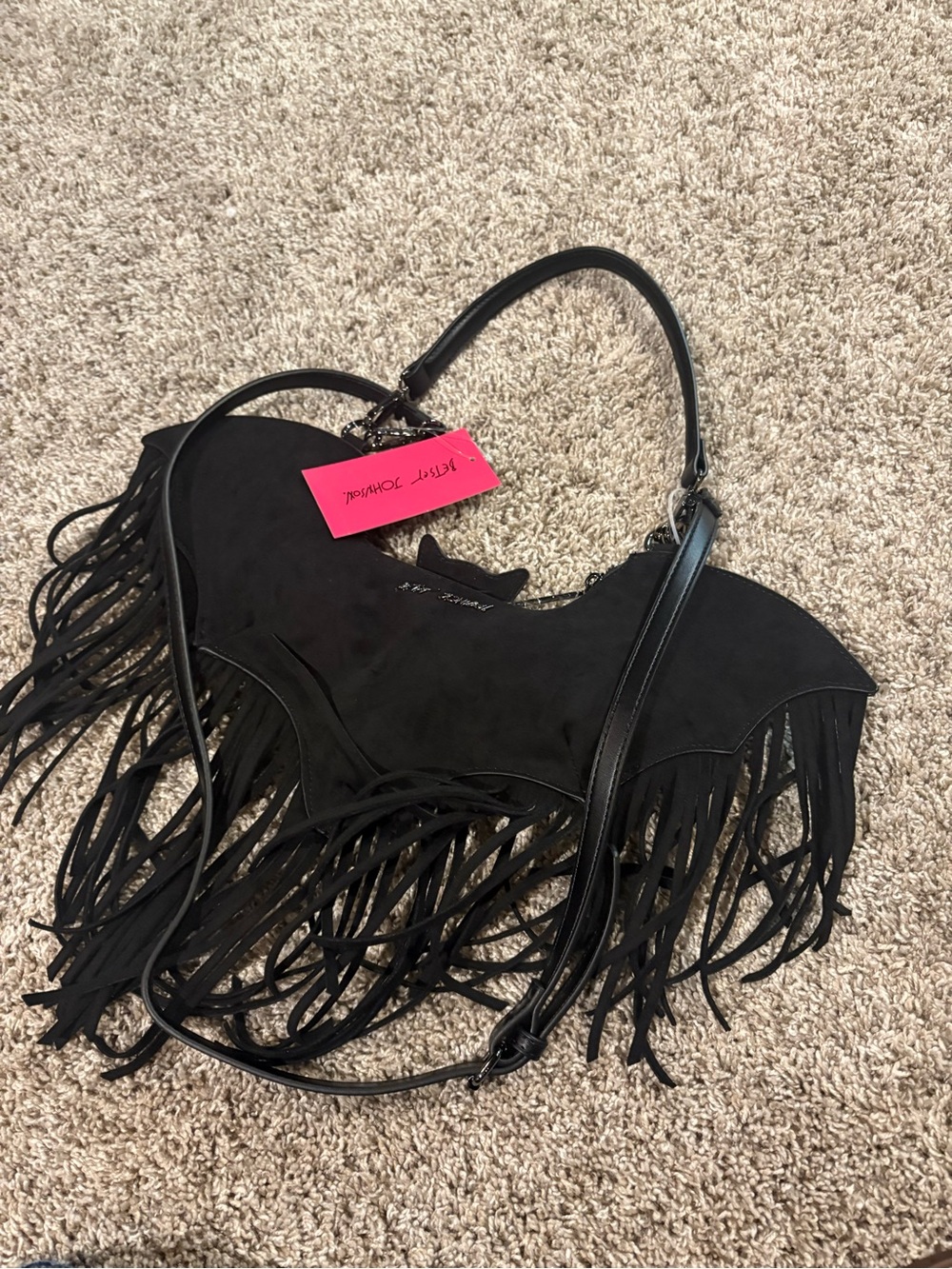 NWT Betsey Johnson Halloween Bat fringe bag  Crossbody Bag Ju XOBAT Black